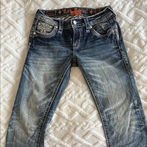 Rock Revival Dark Blue Denim with Faded Accents